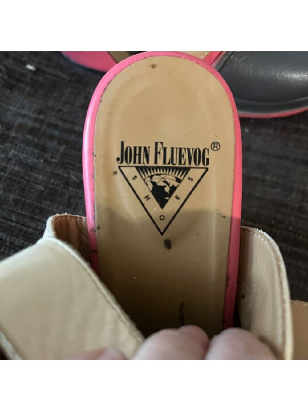 JOHN FLUEVOG Prepare Advisor Platform Slingback Heels in Pink, Ivory and Grey L - Picture 4 of 10